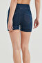 Denim Blue Midi Push Up Shorts - 3