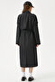 Women's Detroit Lined Epaulet Detailed Long Black Trench Coat - 8