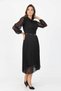 Women's Belted Neckline Tie-Up Detail Pleated Button Detail Bell Dress Dpapcx09