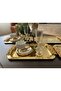 6 Pieces Coffee & Tea & Presentation Tray Long Tray with Gold Roses? 30 cm
