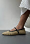 Women's Straw Ballerinas Black - 5