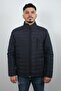 Men's Navy Blue Jacket with Pockets and Zipper - 2