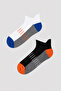 Boy's orange-blue Basic 2-pack Booties Socks