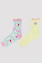 Girl's Floral Patterned 2-Piece Sock Socks
