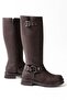 02-312 Brown Buckle Accessory Zippered Daily Women's Boots - 4