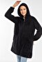 Women's Black Long Zipper Fleece Cardigan - 4