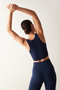 Navy Blue Halter Neck Seamless Crop Top - 3