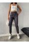 Women's Anthracite Large Size Jogger Cotton Lined Winter Sweatpants with Elastic Waist and Cuffs in Diving Fabric