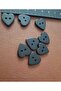 Black Polyester Heart Button - 1.5 Cm, 1 Pack 8 Pieces - 2
