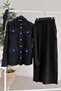 Jeans Detail Gold Buttoned Jacket Suit - Black - 5