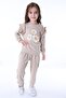 Cotton Daisy Embroidery Embroidered Shoulder Ruffle Tracksuit Bottom Top Girl's Two-Piece Set - 3