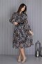 Women's Belted New Season Midi Length Patterned Chiffon Dress Dpapcx04