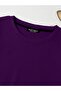 Women's Basic Crop Oversize Sweatshirt with Fleece Inside – Purple - 3