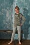 Green Awesome Patterned Exclusive Velvet Girl's Pajama Set - 4