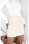 Off-White, Faux Leather, Tight Mini Skirt with Elastic Waist - 2