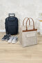 Leather Handle Felt Shoe Organizer, Travel Bag Compatible, 35x22x40cm, Cream Color - 6
