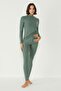 Women's long sleeve collared thermal set 405154 khaki - 2