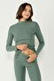 Women's long sleeve collared thermal set 405154 khaki - 4