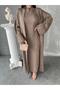Women's Dressed Cardigan Patterned Long 2-Piece Knitwear Set - 2