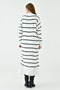Side Slits, Crew Neck, Oversize, Long Sleeve, Midi Length, Striped, Ecru Knitwear, Hijab Dress 1080 - 3