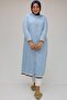 43014 Plus Size Ribbed Sleeves and Hem Liyosel Cap - Ice Blue