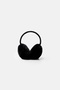 Black Soft Plush Textured Women's Crown with Headphones - 3