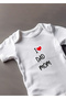 Short Sleeve I Love Mom Dad Printed Bodysuit - 2