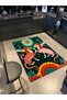 Paris Collection Pastel Themed Lion and Tree Patterned Creative Modern Decorative Rug 81