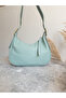Women's Patent Leather Belt Detail Baguette Handle Bag - 4