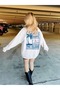 Women's White Seawave Boats Printed Crew Neck Oversize Sweatshirt - 4