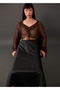 Leather Look Midi Skirt - 6