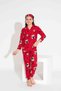 New Season Autumn/Winter Girls Teddy Bear Patterned Suede Pajama Set 2724-2 Red - 2