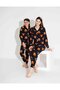 New Season Autumn/Winter Mother / Daughter Teddy Bear Patterned Suede Pajama Set 2724-1 Black Teddy Bear - 4