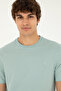 Men's Regular Fit Crew Neck Water Green Basic T-Shirt 50294224-Vr048 - 2
