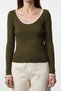 Green Ribbed Pool Collar Color Block Knitwear Sweater Twoaw25Kz00242 - 4