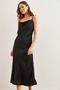 Women's Black Strap Adjustable Midi Satin Dress Elb- 19002270 - 3
