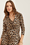 Women's Leopard Stone Floral Double Breasted Knitted Dress Elb- 19000962 - 5