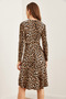 Women's Leopard Stone Floral Double Breasted Knitted Dress Elb- 19000962 - 6