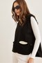 Women's Black Side Button Detailed Knitwear Vest Ylk- 19000030 - 5