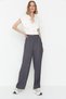 Gray Wide Leg / Wide Ankle Waist Elastic Woven Trousers TWOSS22PL00024 - 3