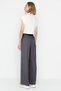 Gray Wide Leg / Wide Ankle Waist Elastic Woven Trousers TWOSS22PL00024 - 5