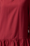 Bordo Shift/Düz Kesim V Yaka Eteği Volanlı Belmando Mini Dokuma Elbise TWOAW25EL00235 - 4