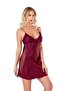 ثوب نوم قصير من الساتان باللون العنابي 8105 - 3