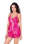 Fuchsia Satin Babydoll Shorts Set 9133 - 2