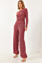 Women's Dusty Rose Asymmetrical Collar Bottom-Top Set 60251832 - 6
