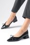 Beatrix Black Color Patent Leather Short Heeled Women's Shoes - 3