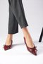 Beatrix Burgundy Color Patent Leather Short Heeled Women's Shoes - 3