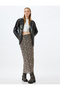Leopard Pencil Skirt Tulle Midi Length Elastic Waist