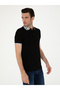 Black Slim Fit Polo Neck Mercerized T-Shirt 50284293-Vr046 - 3