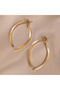 Steel Women's Earrings, Double-Sided Oval, Gold Color, No:57 - 2
